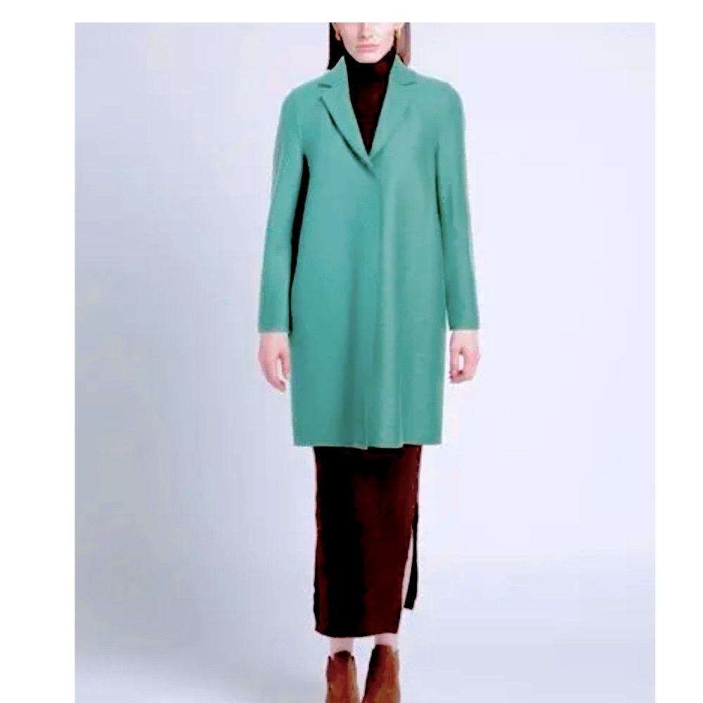 HARRIS WHARF LONDON Boiled Wool Coat  Green Elegant Women's jacket size 40 small